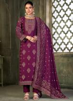 Pure Viscose Pasmina Purple Festival Wear Embroidery Work Salwaar Suit